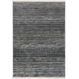 KADIMA DESIGN Strapazierfähiger Geometrischer Wohnzimmer-Teppich in Naturfarben - `Perran` Serie. Farbe: Blau, Textil, Gestreift, Rechteckig, 140x80 cm, | Kadima Design Teppich,