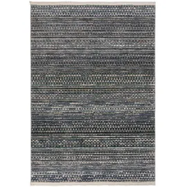 KADIMA DESIGN Strapazierfähiger Geometrischer Wohnzimmer-Teppich in Naturfarben - `Perran` Serie. Farbe: Blau, Textil, Gestreift, Rechteckig, 140x80 cm, | Kadima Design Teppich,