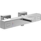 Villeroy & Boch Universal Taps & Fittings Badewannenthermostat, Badewannenarmatur mit Verbrühschutz und Sicherheitssperre bei 38°, Mischbatterie Badewanne Aufputz, eckig, Chrom