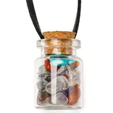 FIRETTI Kette mit Anhänger "Schmuck Geschenk Edelsteinmix", bunt (transparent, schwarz, rot, weiß, lila, orangerot, türkis), Halsketten, Damen, Glas Leder, L: 55 B: 2mm, Glas, Leder, Made in Germany - mit Achat, Bergkristall, Amethyst, Karneol, Türkis, B:2mm