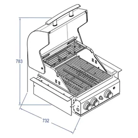 All'Grill Top Line Build-In mit Air System Chef M edelstahl