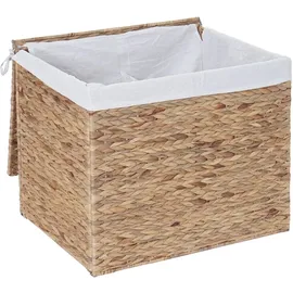 Mendler Wäschekorb HWC-C27, Wäschesammler Wäschesortierer Truhe, 2 Fächer Wasserhyazinthe 50x60x43cm 129l