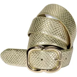 Ledergürtel SILBERGIFT, Damen, Gr. 80, gold, Rindsleder, elegant,feminin,festlich,klassisch,modisch, Gürtel, glänzende Dornschließe in Ovalform, Metallic-Look