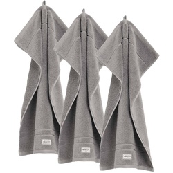GANT Gästetuch, 3er Pack - Premium Handtuch, Frottee, Bio-Baumwolle Grau 30x50cm