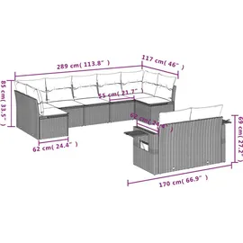 vidaXL Gartensofa-Set 9-tlg. grau