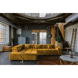 KAWOLA Sofa NEVADA Ecksofa Velvet curry Recamiere links