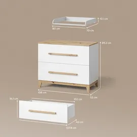 livinity® Wickelkommode Mailo Weiß/Artisan