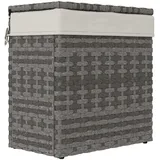 Polyrattan Kissenbox Auflagenbox Garten Truhe Aufbewahrungsbox Mit Innenfutter Gewebe 57x34x62cm Grau