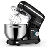 Küchenmaschine Knetmaschine zum Backen, Vospeed 1500W 6 Geschwindigkeit Elektrischer Küchenmixer mit 6QT Schüssel, Rührbesen, Haken, Schneebesen, Eiertrenner (Schwarz)