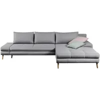 Mid.you Ecksofa, Hellgrau, Textil, Erle, Uni, 5-Sitzer, seitenverkehrt montierbar, L-Form, 313x215 cm, Made in EU, Schlafen auf Sitzhöhe, Rücken echt, Wohnzimmer, Sofas & Couches, Wohnlandschaften, Ecksofas