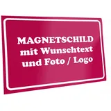Kiwistar Magnetschild personalisiert - mit Wunschtext Foto und Logo bedruckt - Fahrzeugmagnet für Auto KFZ LKW Transporter Wohnmobil (pink, 30x20 cm)
