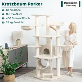 Happy Pet HAPPYPET Großer Kratzbaum Stabil 'Parker' 171 cm - XXL Katzenbaum Creme