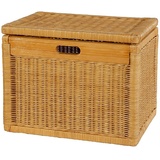 Krines Home Aufbewahrungskorb Hoher Korb mit Deckel Rattan geflochten Regalkorb Aufbewahrungsbox beige