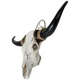 Harms DS Geweih, Bison, Polyresin weiß mit schwarzen Hörnern