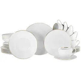 CreaTable Valencia Gold Kombiservice 30-tlg. für 6 Personen weiß/gold