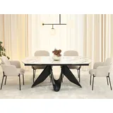 Eleganter Ausziehtisch 180(260)x98 CANO - beiger Marmor / schwarz - Beige/Schwarz