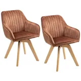 Wolf Möbel WOOD YOU LIKE SEBA Drehstuhl Gail 180°, 2er-Set, Holzfuß Buche, Armlehnstuhl, Esszimmerstuhl, Polsterstuhl (Cognac)