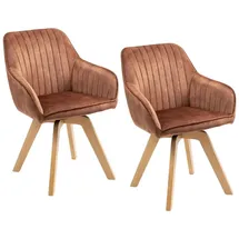 Wolf Möbel WOOD YOU LIKE SEBA Drehstuhl Gail 180°, 2er-Set, Holzfuß Buche, Armlehnstuhl, Esszimmerstuhl, Polsterstuhl (Cognac)