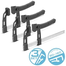 STAHLWERK 3 x Hebelzwinge 80x160 mm Klemmzwinge 100kg Druckkraft Schnellspanner