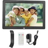 Sxhlseller Digitaler Bilderrahmen, Tragbarer Fotowecker 12 Zoll HD Digitaler Bilderrahmen Fernbedienung Wecker, Movie Player Album, für Freunde, Geburtstag, Hochzeit (Black)