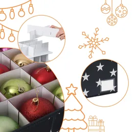 Relaxdays Weihnachtskugel Aufbewahrungsbox 26,5 x 42,5 x 26 cm 30-tlg. grau