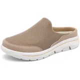 SMajong Weiche Pantoffeln Damen Herren Hausschuhe Atmungsaktive Clogs Leichte Slip On Mule rutschfest Gartenschuhe Pantoletten für Indoor Outdoor Braun Gr.47 - 47 EU
