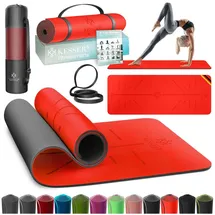 Kesser KESSER® Gymnastikmatte mit Tragegurt rutschfest TPE Yogamatte Gepolstert & rutschfest Fitnessmatte, 183 x 61 Trainingsmatte für Fitness Sportmatte, Pilates & Gymnastik + Tragegurt & Tasche, extradick
