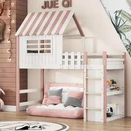stilvora Kinderbett 90 x 200 cm Kiefer massiv rosa