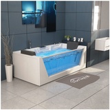 Tronitechnik TroniTechnik® Whirlpool Badewanne MYKONOS 180cm x 88cm mit Heizung, Wasserfall, Hydromassage und Farblichtherapie, Sanitäracryl