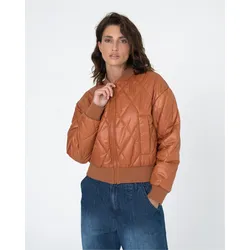 Steppjacke FRESHLIONS "Andrea", Herren, Gr. M, braun, 100% Polyester, unifarben, casual, Langarm, Jacken, mit weicher Textur