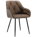 Woltu Polsterstuhl (1 St), Esszimmerstuhl ergonomischer aus Kunstleder braun