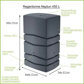 Prosperplast Regenwasserbehälter Aqua Tower 450 l anthrazit