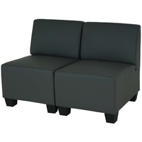 Modular 2-Sitzer Sofa Couch Moncalieri, Kunstleder ~ dunkelgrau, ohne Armlehnen