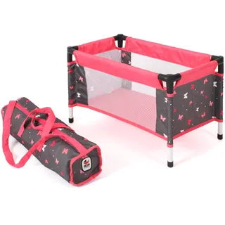 Bayer Chic 2000 - Reisebett für Baby-Puppen bis 48 cm, Puppenbett, Puppenreisebett, Puppenmöbel, Puppenzubehör, Butterfly Koralle