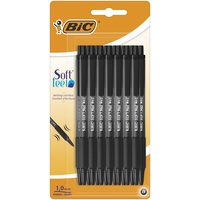 Bic Soft Feel Click Grip Kugelschreiber, 1,0 mm Druckspitze, Soft-Touch-Gummigriff, Schwarz, 15 Stück