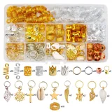 DUOHERESHUI 238 Stück Perlen Metall Haarschellen, Haarringe Braids,Haar Geflecht Ringe,Dreadlocks Schmuck Mit Aufbewahrungsbox, Für Zöpfe, Haarverlängerungen, Dreadlocks Dekoration