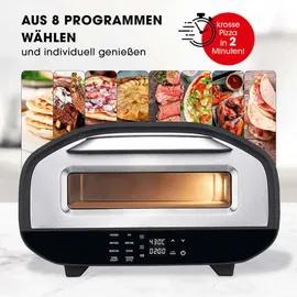 GOURMETmaxx Elektro-Pizzaofen 1700W Edelstahl/schwarz mit Pizzaheber | Schwarz