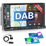 Hikity Autoradio DAB+ Doppel Din Android 13 mit Navi 7 Zoll Touch Bildschirm Carplay Android Auto Audio Radio mit Bluetooth-Freisprecheinrichtung Mirror Link WiFi unterstützen Rückfahrkamera AUX