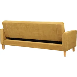 Beliani Schlafsofa 3-Sitzer Vehkoo Stoff Senfgelb