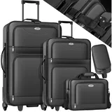 Kesser KESSER® 4tlg Trolley Kofferset Reisekoffer Set mit Rollen Komplettes Business 4er Set S M L XL Netzfach Rollen Teleskopgriff Koffer Reisetaschen Stoffkoffer Handgepäck