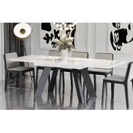 endo-moebel Esstisch Como 130cm - 210cm Synchronauszug ausziehbar Küchentisch weiß Hochglanz) - Weiß