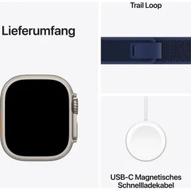 Apple Watch Ultra 2 GPS + Cellular 49 mm Titangehäuse natur, Trail Loop Armband blau M/L