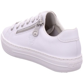 RIEKER Damen Sneaker Leder MemoSoft Reißverschluss L59L1, Größe:42 EU, Farbe:Weiß