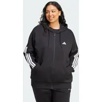 Adidas Essentials 3-Streifen Full-Zip Fleece Kapuzenjacke (Große Größen) SCHWARZ|WEISS