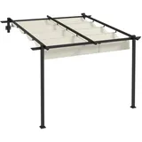 Outsunny Pergola, Creme, Metall, Kunststoff, 297x230x297 cm, Sonnen- & Sichtschutz, Pavillons & Pergolas