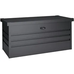 WASABI Hoggar - Gartenbox Metall XL 450 Liter - Robuste Stärke 0,40mm – Wetterfest Outdoor - 120x61x62cm - Klappbarer Deckel - Inklusive Boden