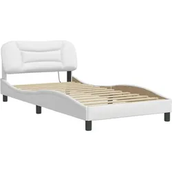 vidaXL Bettgestell mit LED Weiß 100x200 cm Kunstleder
