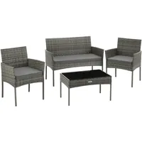 Tectake tectake® Rattan Gartenset, für 4 Personen,