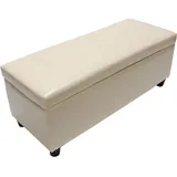 Aufbewahrungs-Truhe Sitzbank Arezzo, Leder + Kunstleder, 112x45x45cm MVG-zertifiziert creme