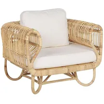 Beliani Gartensessel Dolcedo Rattan 0 x 0 x 0 cm Hellbraun/Beige mit Kissen